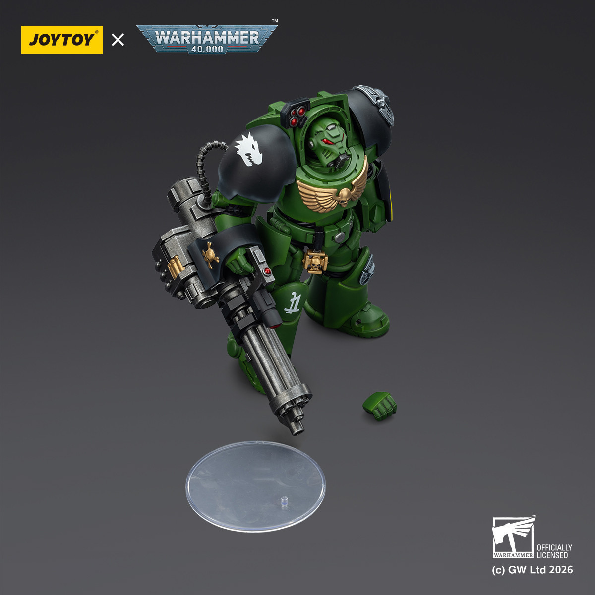 JoyToy Space Marines - Salamanders - Terminator 3 con Puño de Poder y Cañón de Asalto 1/18 - Warhammer 40k