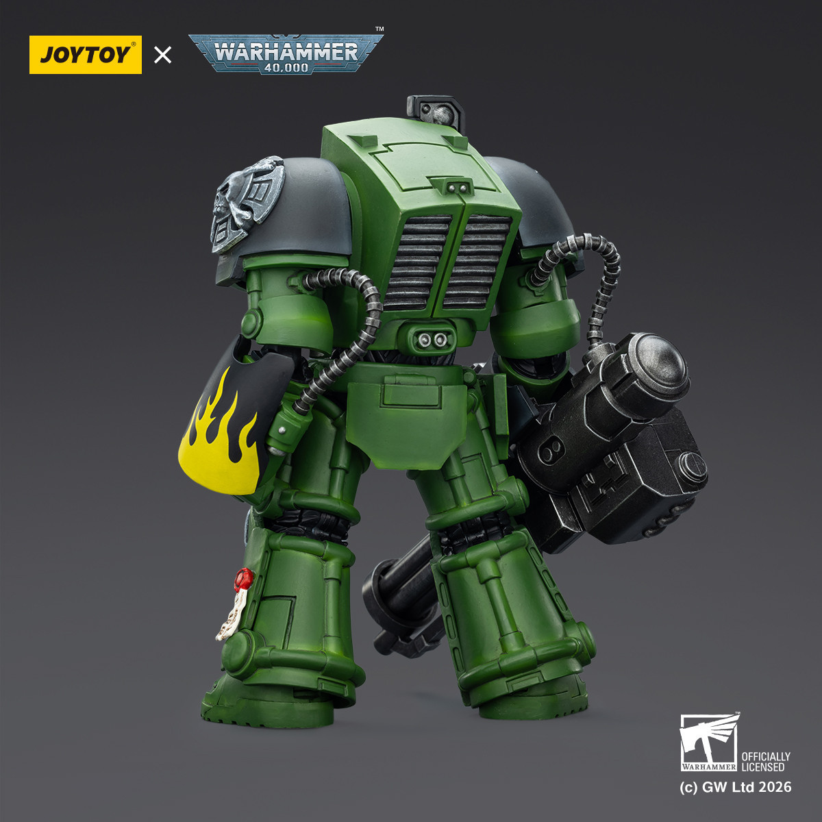 JoyToy Space Marines - Salamanders - Terminator 3 con Puño de Poder y Cañón de Asalto 1/18 - Warhammer 40k