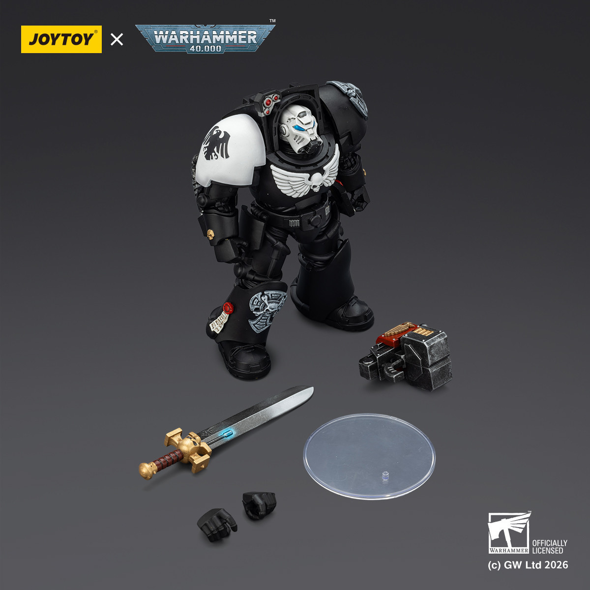 JoyToy Space Marines - Guardia Cuervo - Terminator 1 con Power Sword y Storm Bolter 1/18 - Warhammer 40k