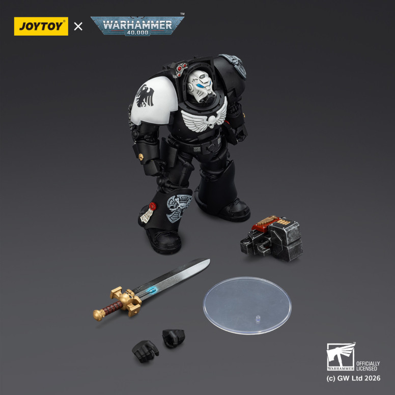 JoyToy Space Marines - Guardia Cuervo - Terminator 1 con Power Sword y Storm Bolter 1/18 - Warhammer 40k