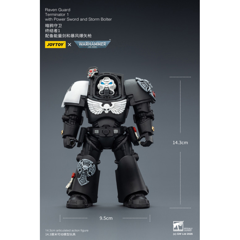 JoyToy Space Marines - Guardia Cuervo - Terminator 1 con Power Sword y Storm Bolter 1/18 - Warhammer 40k