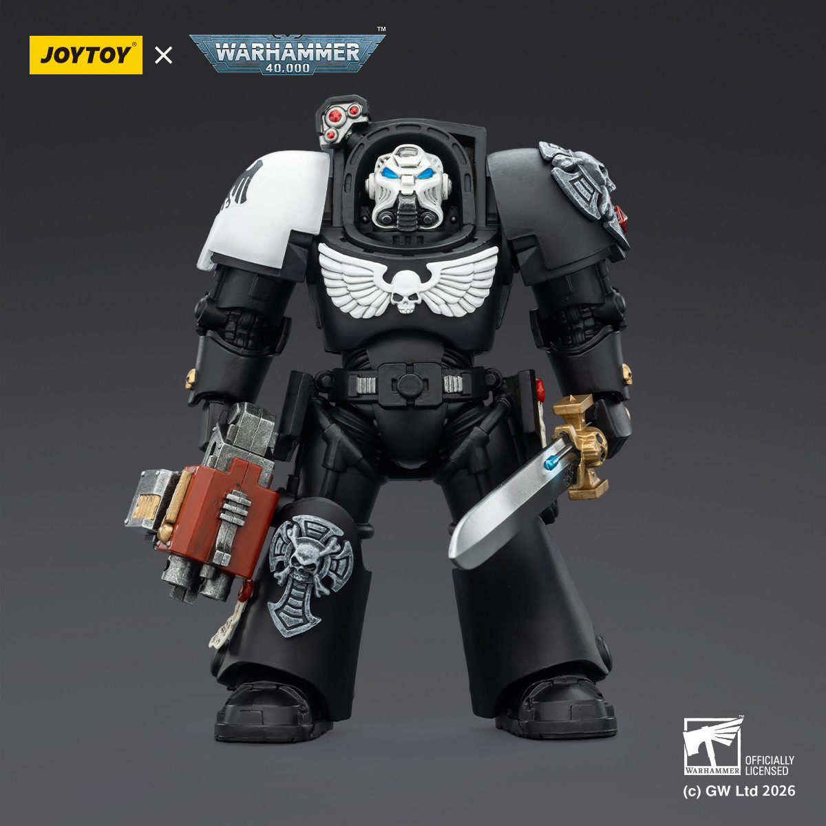 JoyToy Space Marines - Guardia Cuervo - Terminator 1 con Power Sword y Storm Bolter 1/18 - Warhammer 40k