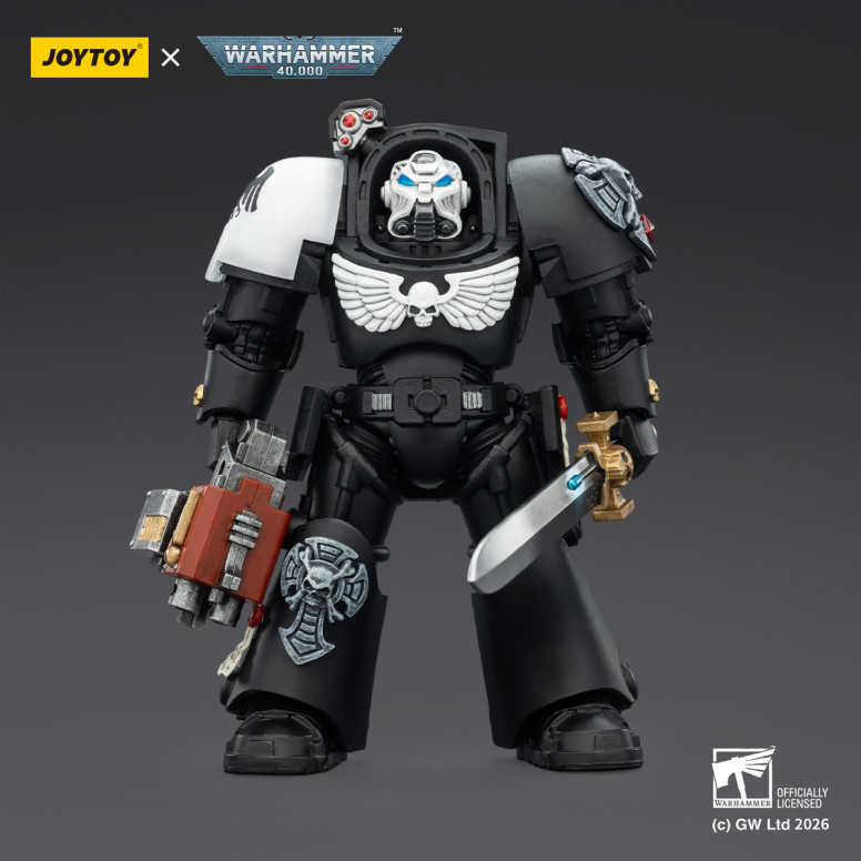 JoyToy Space Marines - Guardia Cuervo - Terminator 1 con Power Sword y Storm Bolter 1/18 - Warhammer 40k