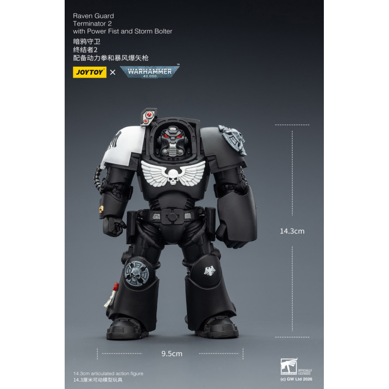JoyToy Space Marines - Guardia Cuervo - Terminator 2 con Puño de Poder y Storm Bolter 1/18 - Warhammer 40k