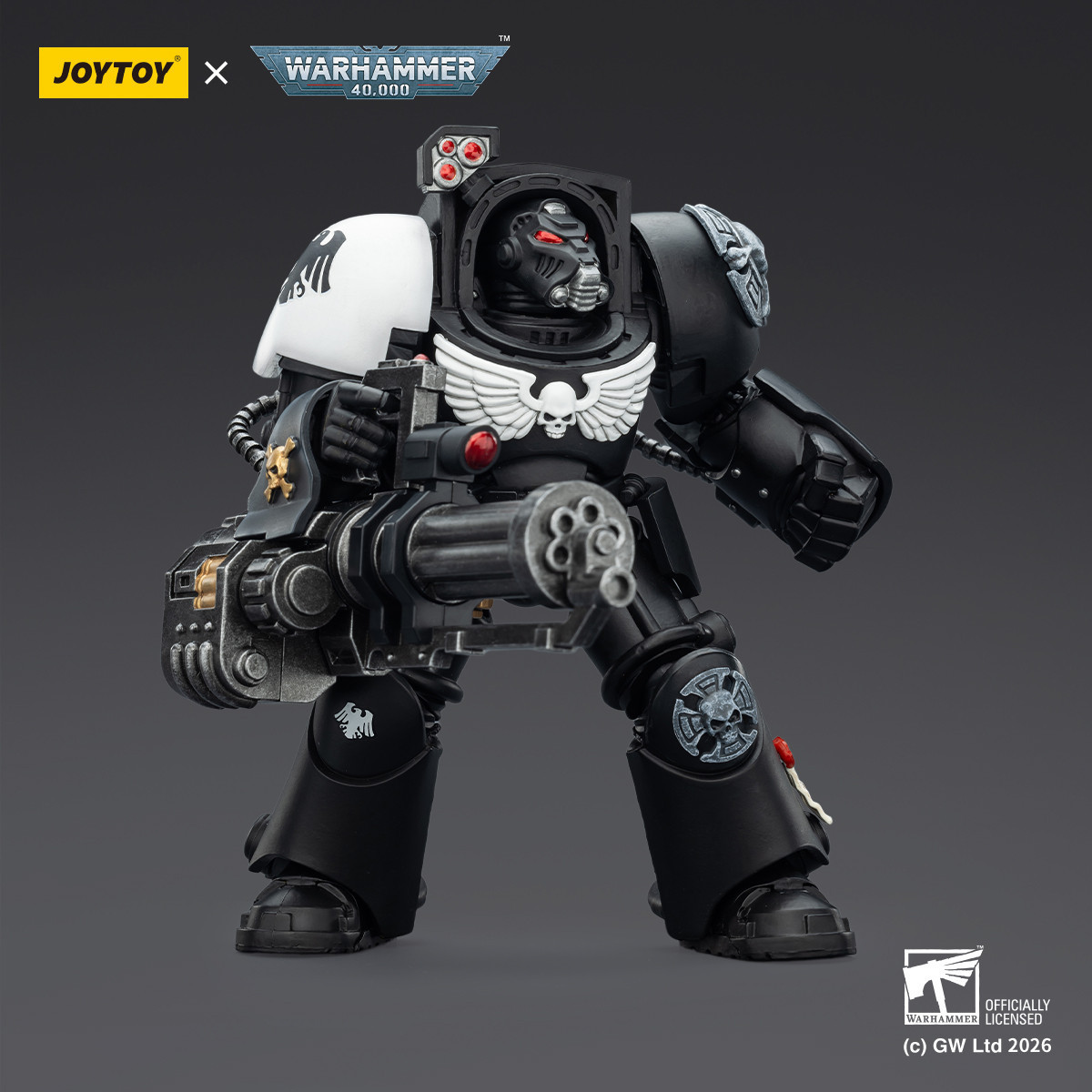 JoyToy Space Marines - Guardia Cuervo - Terminator 3 con Puño de Poder y Cañón de Asalto 1/18 - Warhammer 40k