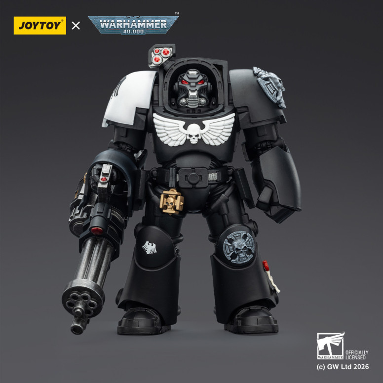 JoyToy Space Marines - Guardia Cuervo - Terminator 3 con Puño de Poder y Cañón de Asalto 1/18 - Warhammer 40k
