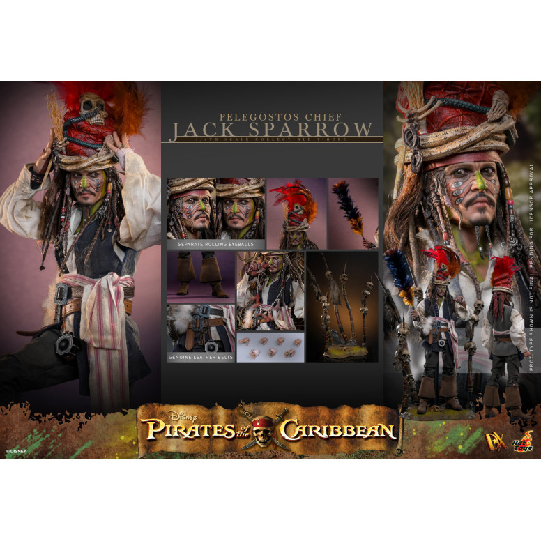 Hot Toys Piratas del Caribe - Pelegostos Jefe Jack Sparrow MMS 1/6 - El Cofre del Hombre Muerto