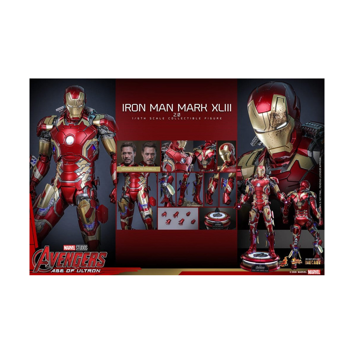 Hot Toys Iron Man Avengers 2 Age of Ultron - Iron Man Mark XLIII (2.0) Die Cast MMS 1/6