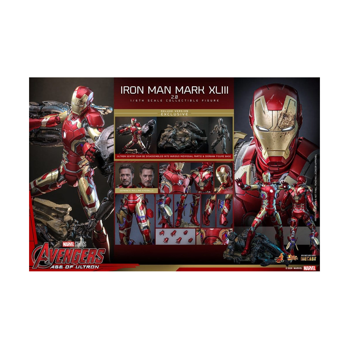 Hot Toys Iron Man Avengers 2 Age of Ultron - Iron Man Mark XLIII (2.0) Deluxe Version Die Cast MMS 1/6