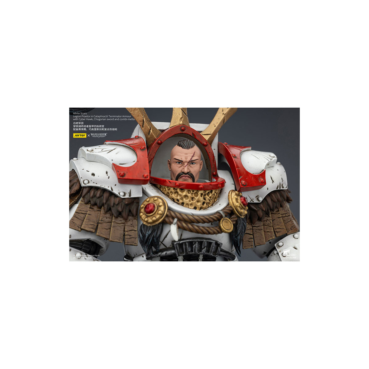 JoyToy - White Scars - Legion Praetor en Cataphractii Terminator Armadura con Cyber Hawk, Chogorian espada y combi-melta 1/18