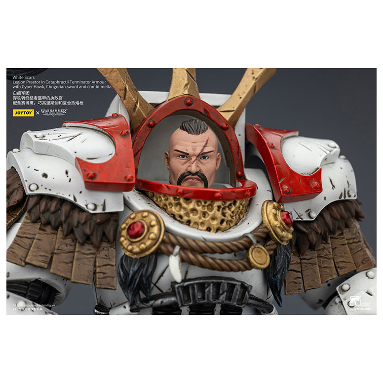 JoyToy - White Scars - Legion Praetor en Cataphractii Terminator Armadura con Cyber Hawk, Chogorian espada y combi-melta 1/18
