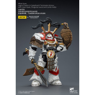JoyToy - White Scars - Legion Praetor en Cataphractii Terminator Armadura con Cyber Hawk, Chogorian espada y combi-melta 1/18