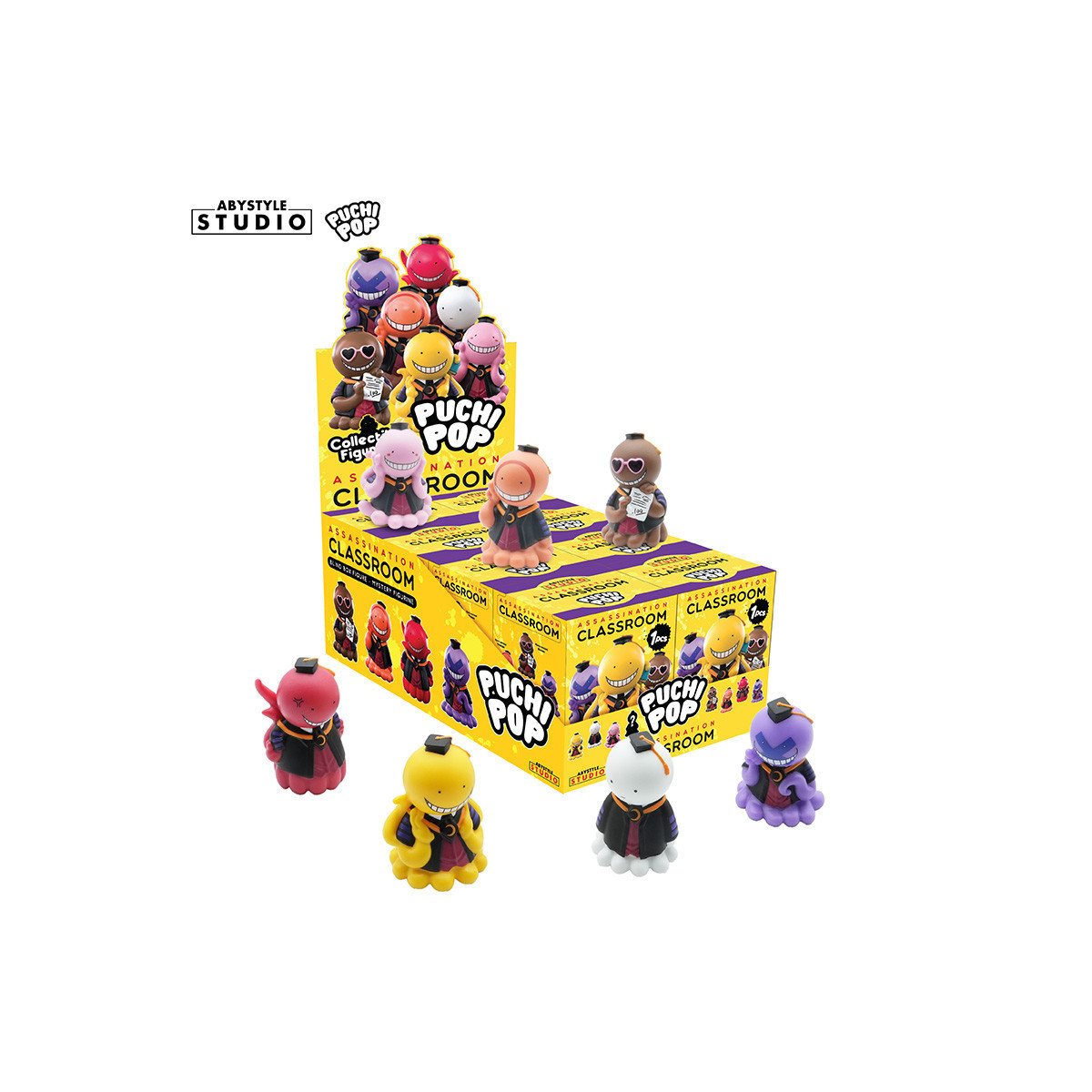 ABYstyle - Assassination Classroom - set de 8 figuras de Vinilo Suave Puchipop Koro-sensei