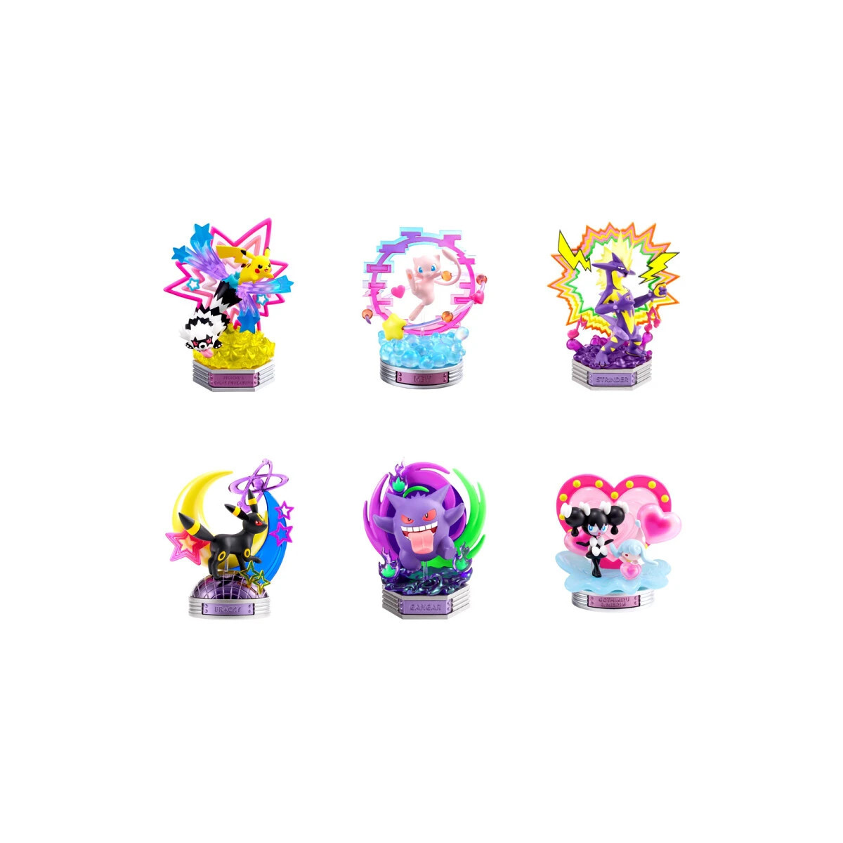 Re-Ment - Pokémon - NEON PARTY set de 6 figuras en caja ciega.