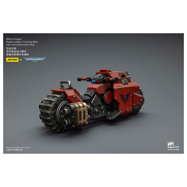 JoyToy Space Marines - Blood Angels Bicicleta de combate con patrón Raider y rifles de cerrojo de doble enlace 1/18 - Warhammer
