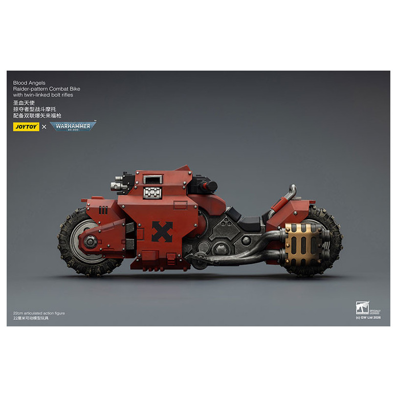 JoyToy Space Marines - Blood Angels Bicicleta de combate con patrón Raider y rifles de cerrojo de doble enlace 1/18 - Warhammer