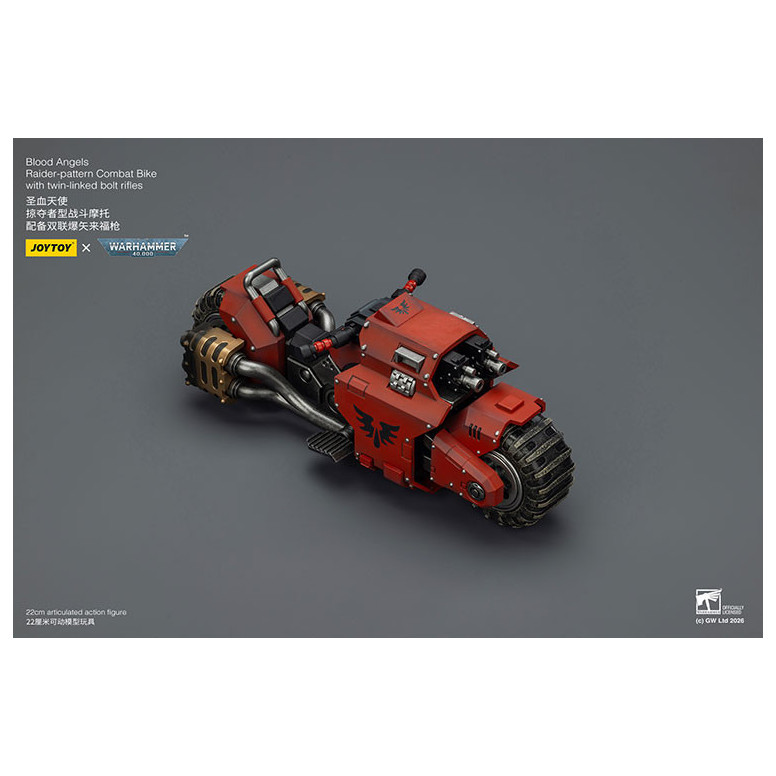 JoyToy Space Marines - Blood Angels Bicicleta de combate con patrón Raider y rifles de cerrojo de doble enlace 1/18 - Warhammer