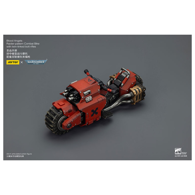 JoyToy Space Marines - Blood Angels Bicicleta de combate con patrón Raider y rifles de cerrojo de doble enlace 1/18 - Warhammer