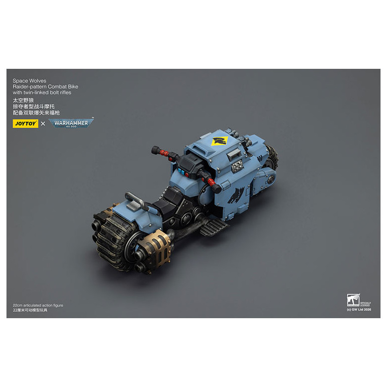 JoyToy Space Marines - Space Wolves Bicicleta de combate con patrón Raider y rifles de cerrojo de doble enlace 1/18 - Warhammer