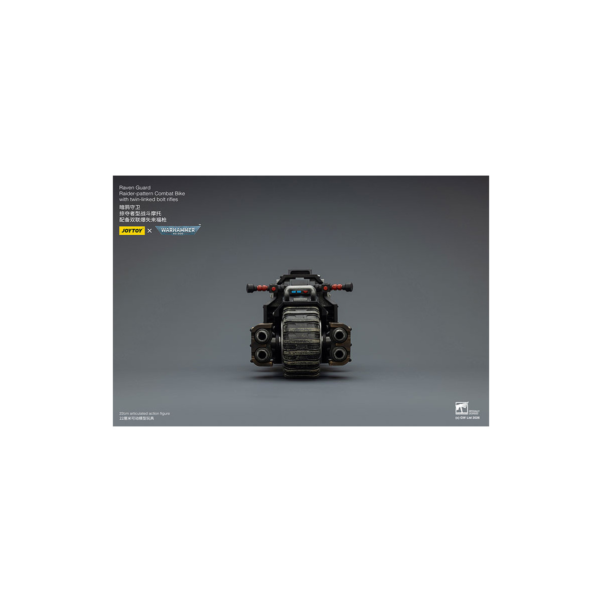 JoyToy Space Marines - Raven Guard Raider-moto de combate con rifles de doble cerrojo 1/18 - Warhammer 40K