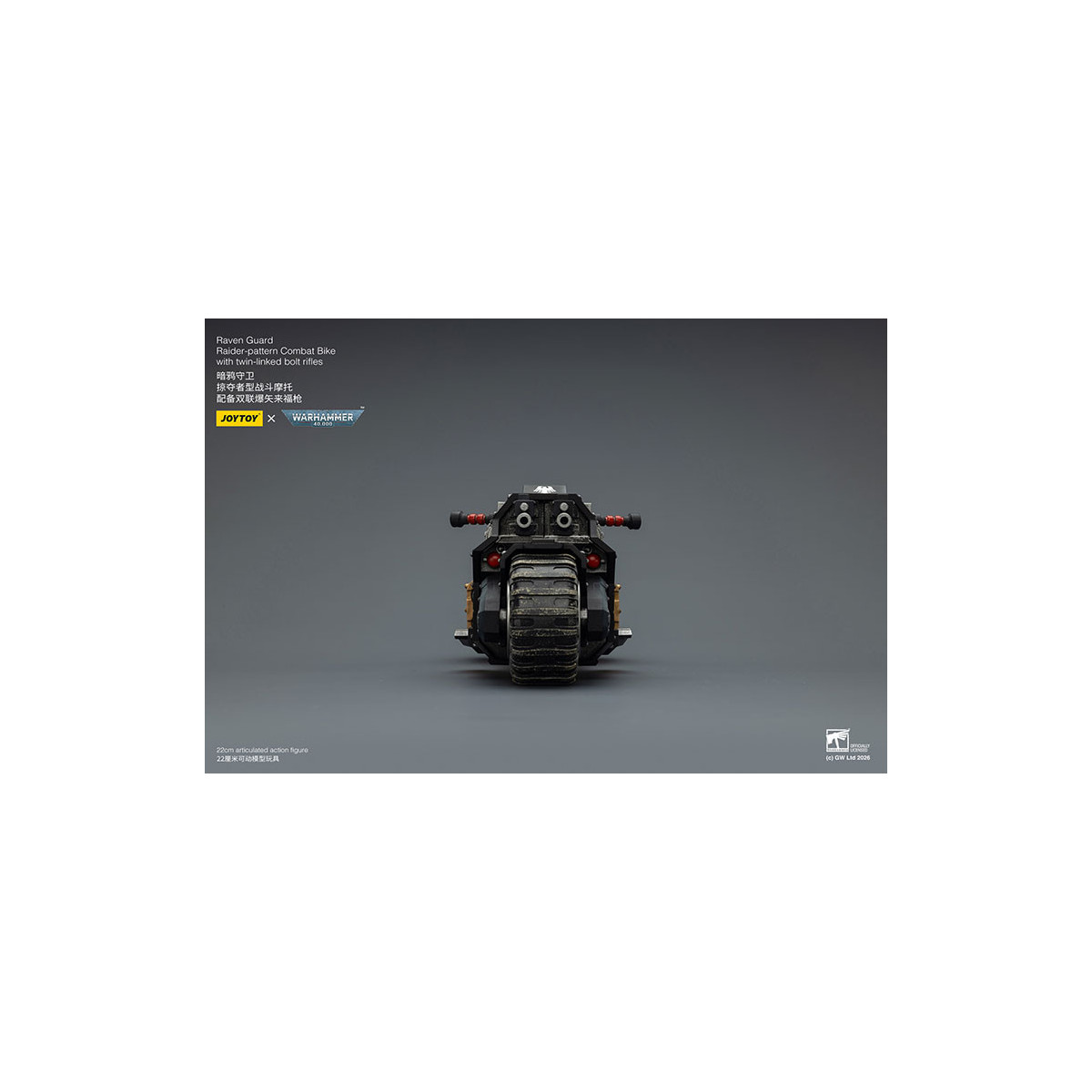 JoyToy Space Marines - Raven Guard Raider-moto de combate con rifles de doble cerrojo 1/18 - Warhammer 40K