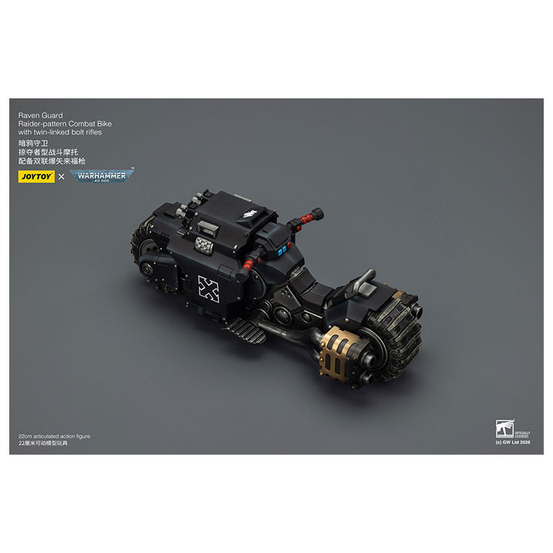 JoyToy Space Marines - Raven Guard Raider-moto de combate con rifles de doble cerrojo 1/18 - Warhammer 40K