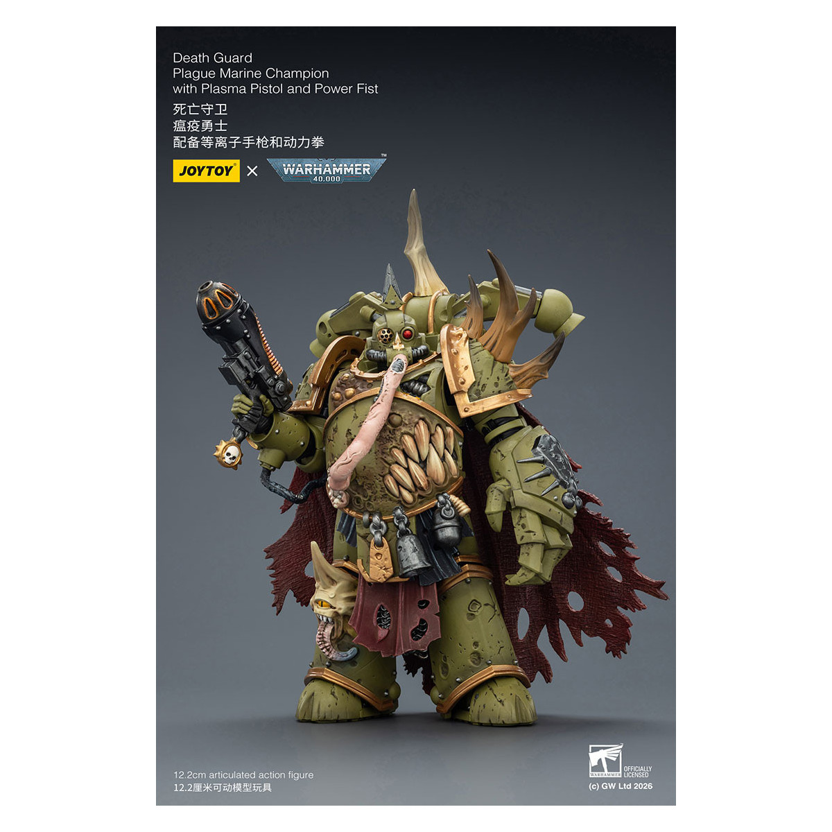 Joytoy - Guardia de la Muerte - Campeón de los Marines de Plaga con Pistola de Plasma y Puño de Poder 1/18 - Warhammer 40k