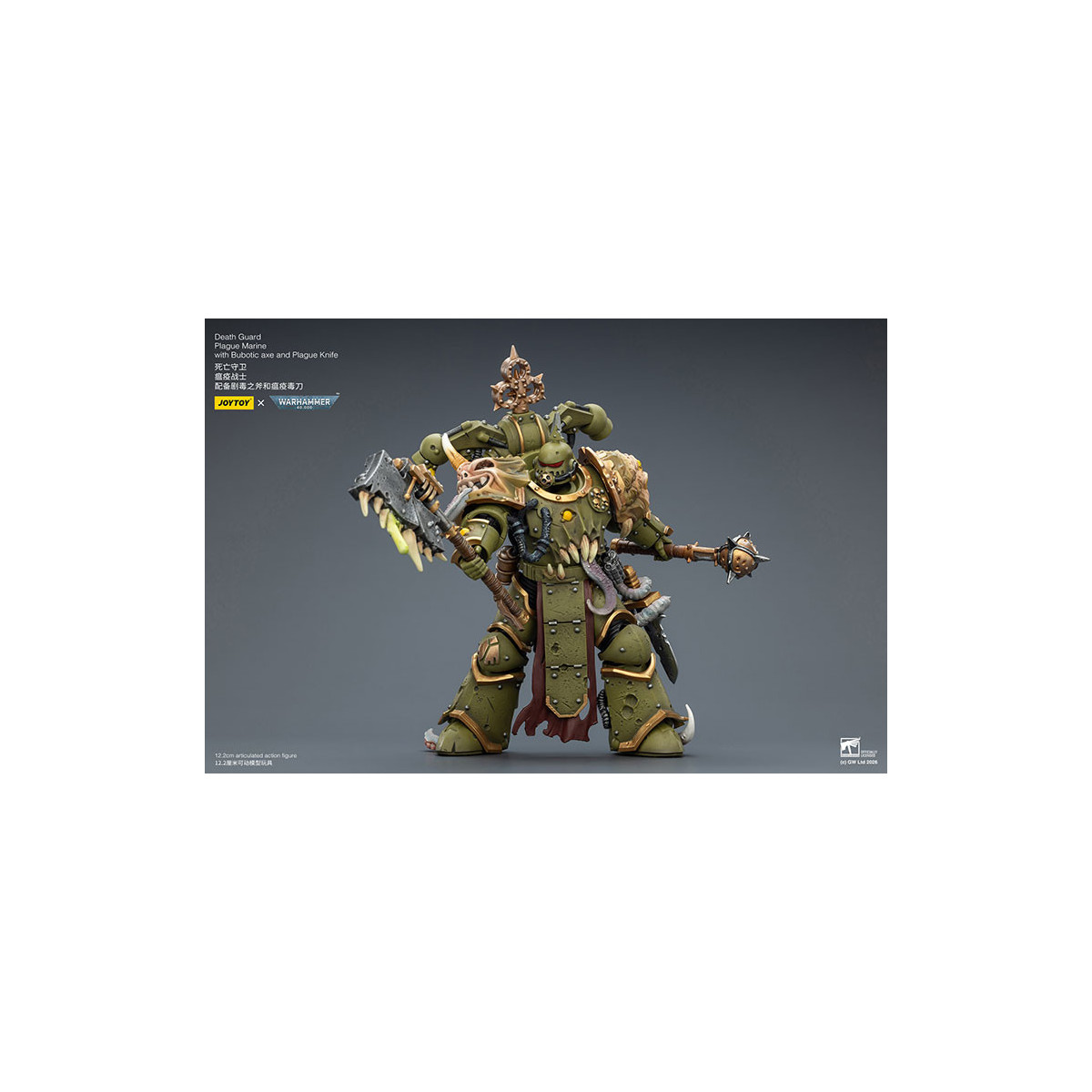 Joytoy - Guardia de la Muerte - Marine de Plaga con hacha Bubotic y Cuchillo de Plaga 1/18 - Warhammer 40k