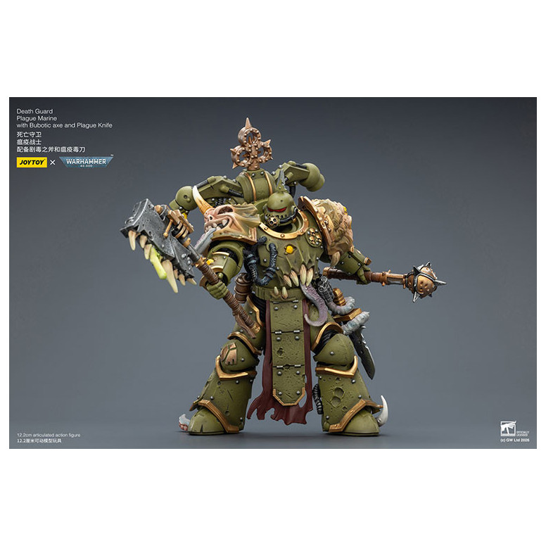 Joytoy - Guardia de la Muerte - Marine de Plaga con hacha Bubotic y Cuchillo de Plaga 1/18 - Warhammer 40k