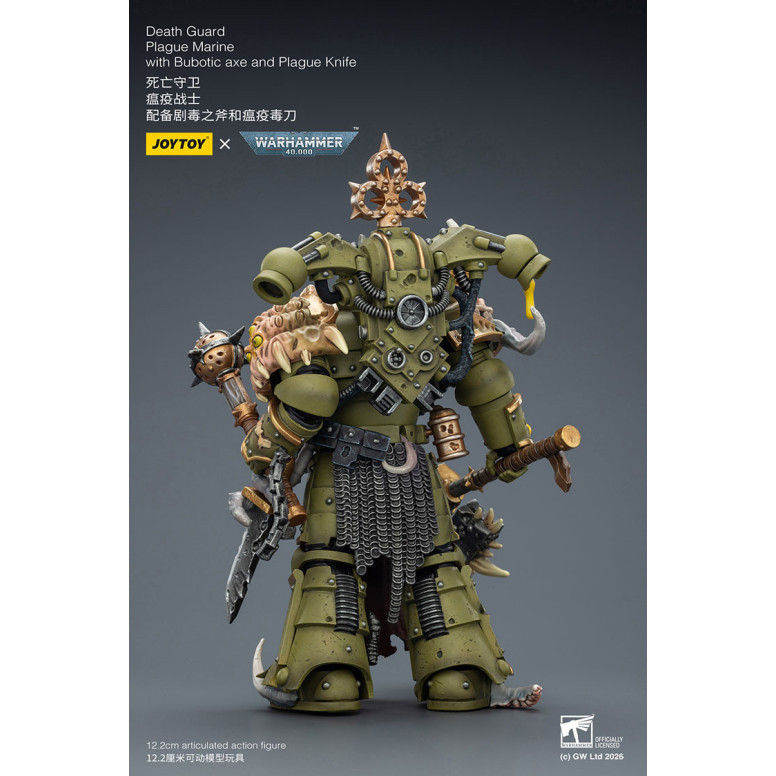 Joytoy - Guardia de la Muerte - Marine de Plaga con hacha Bubotic y Cuchillo de Plaga 1/18 - Warhammer 40k