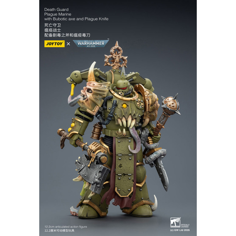 Joytoy - Guardia de la Muerte - Marine de Plaga con hacha Bubotic y Cuchillo de Plaga 1/18 - Warhammer 40k