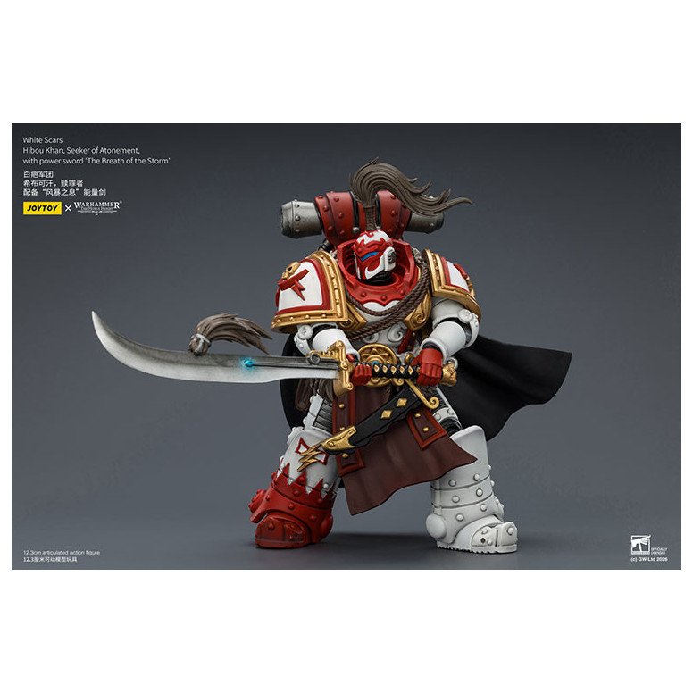 JoyToy Space Marines - Cicatrices Blancas - Búho Khan,Buscador de la Expiación,con espada de poder "El Aliento de la Tormenta" 1