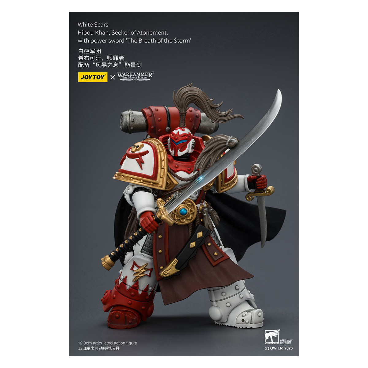 JoyToy Space Marines - Cicatrices Blancas - Búho Khan,Buscador de la Expiación,con espada de poder "El Aliento de la Tormenta" 1