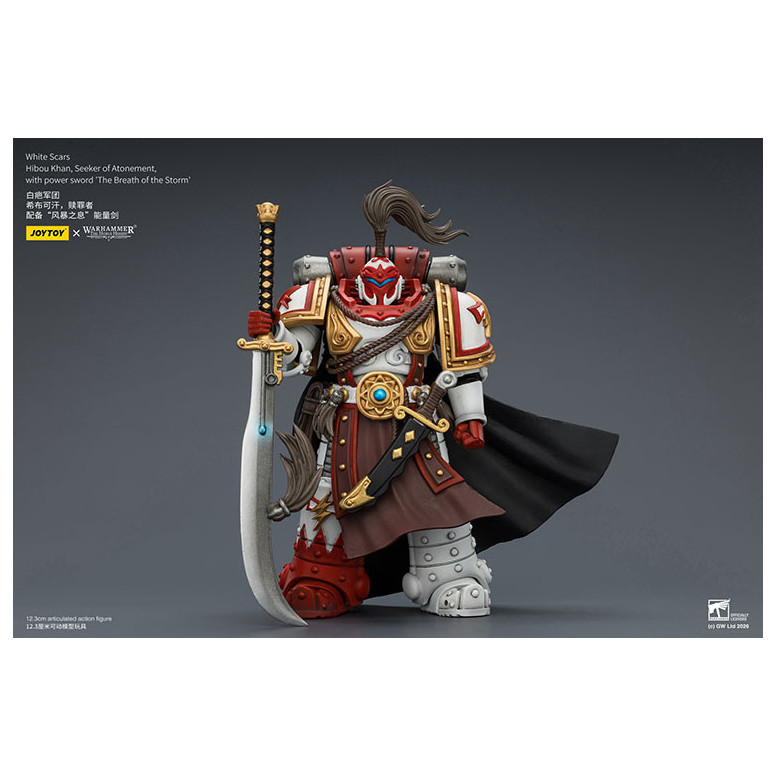JoyToy Space Marines - Cicatrices Blancas - Búho Khan,Buscador de la Expiación,con espada de poder "El Aliento de la Tormenta" 1