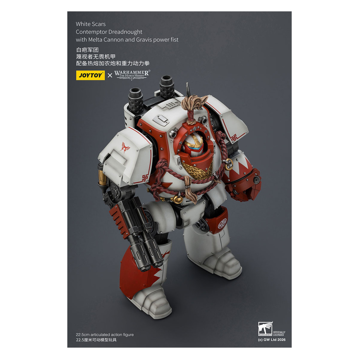 Joytoy - Warhammer - Cicatrices Blancas - Contemptor Dreadnought con Cañón Melta y puño de poder Gravis - La Herejía de Horus