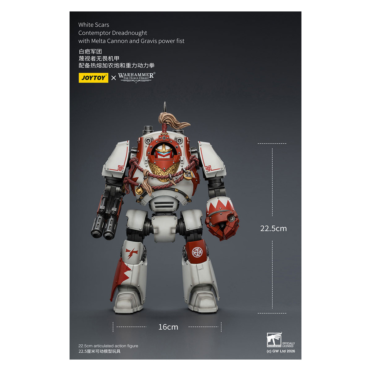 Joytoy - Warhammer - Cicatrices Blancas - Contemptor Dreadnought con Cañón Melta y puño de poder Gravis - La Herejía de Horus