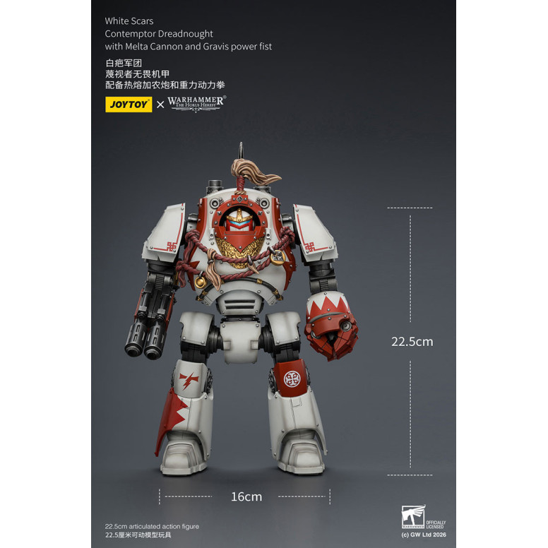 Joytoy - Warhammer - Cicatrices Blancas - Contemptor Dreadnought con Cañón Melta y puño de poder Gravis - La Herejía de Horus