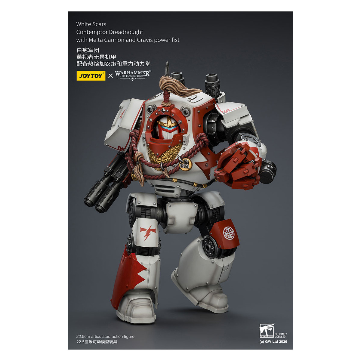 Joytoy - Warhammer - Cicatrices Blancas - Contemptor Dreadnought con Cañón Melta y puño de poder Gravis - La Herejía de Horus