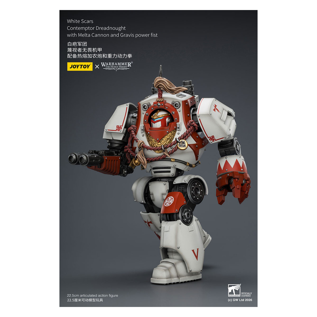 Joytoy - Warhammer - Cicatrices Blancas - Contemptor Dreadnought con Cañón Melta y puño de poder Gravis - La Herejía de Horus