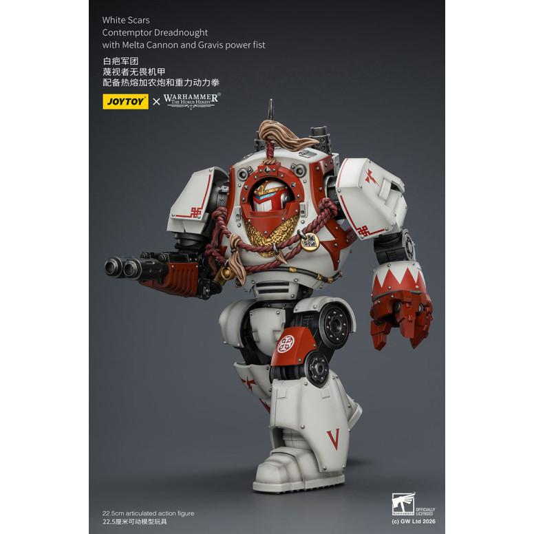 Joytoy - Warhammer - Cicatrices Blancas - Contemptor Dreadnought con Cañón Melta y puño de poder Gravis - La Herejía de Horus