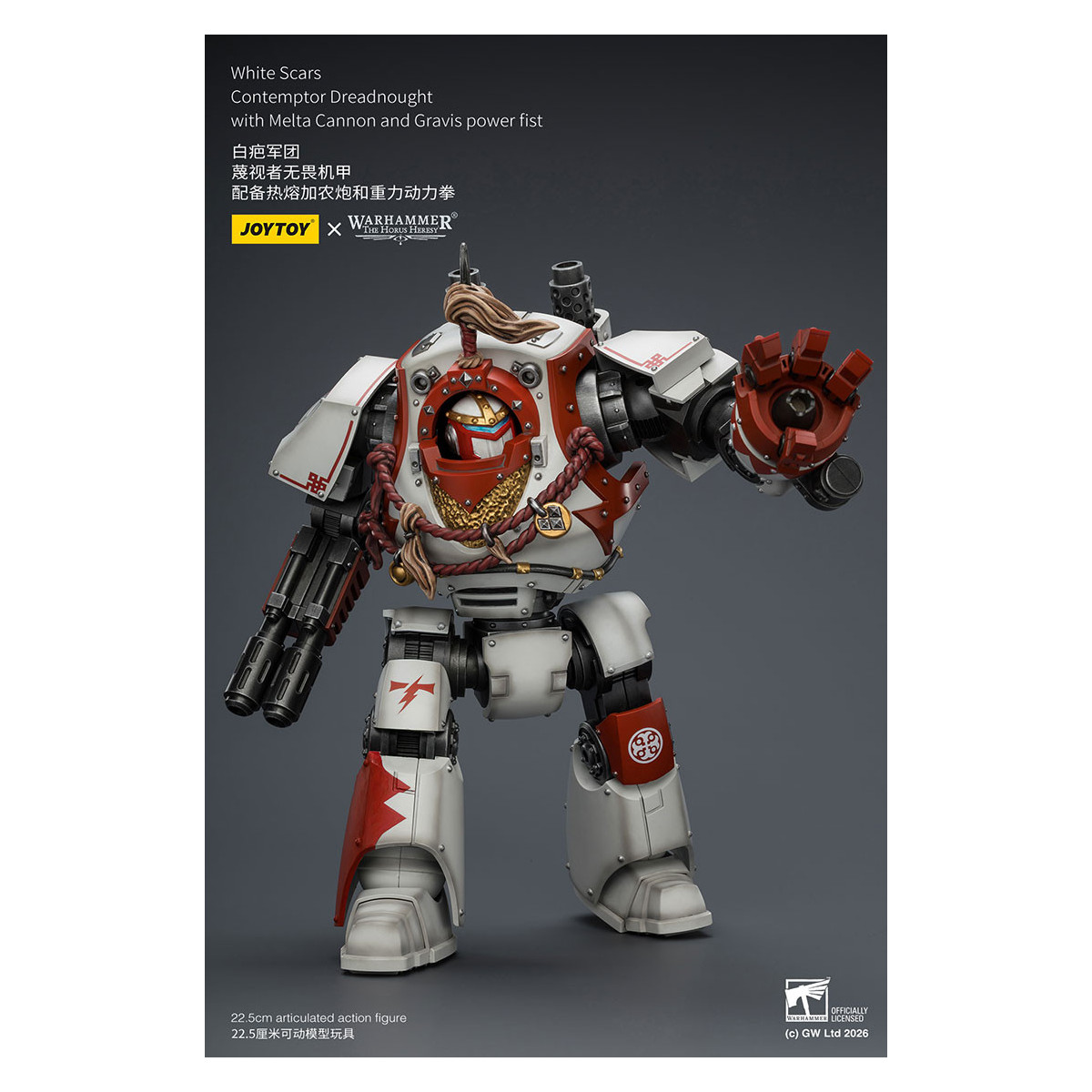 Joytoy - Warhammer - Cicatrices Blancas - Contemptor Dreadnought con Cañón Melta y puño de poder Gravis - La Herejía de Horus