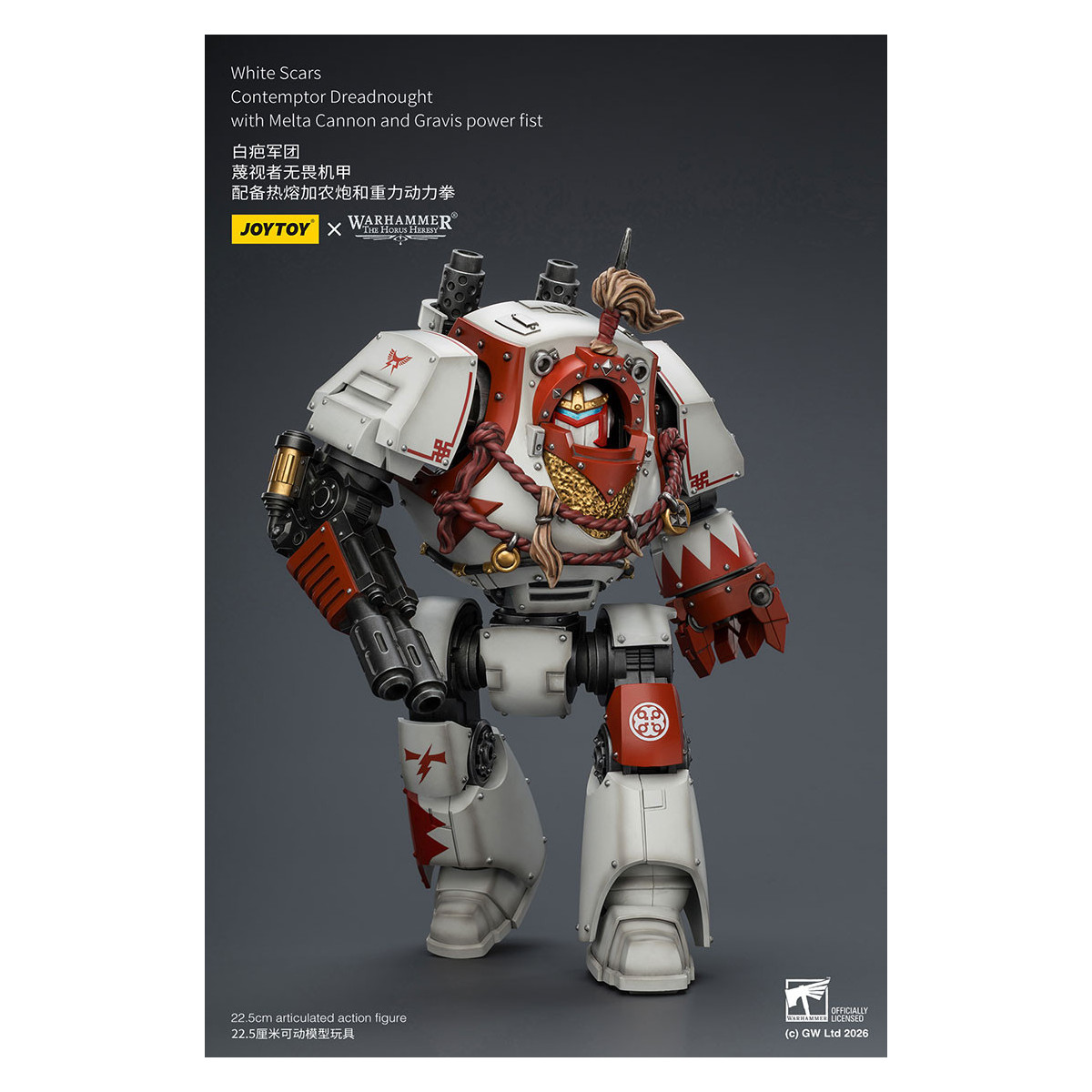 Joytoy - Warhammer - Cicatrices Blancas - Contemptor Dreadnought con Cañón Melta y puño de poder Gravis - La Herejía de Horus