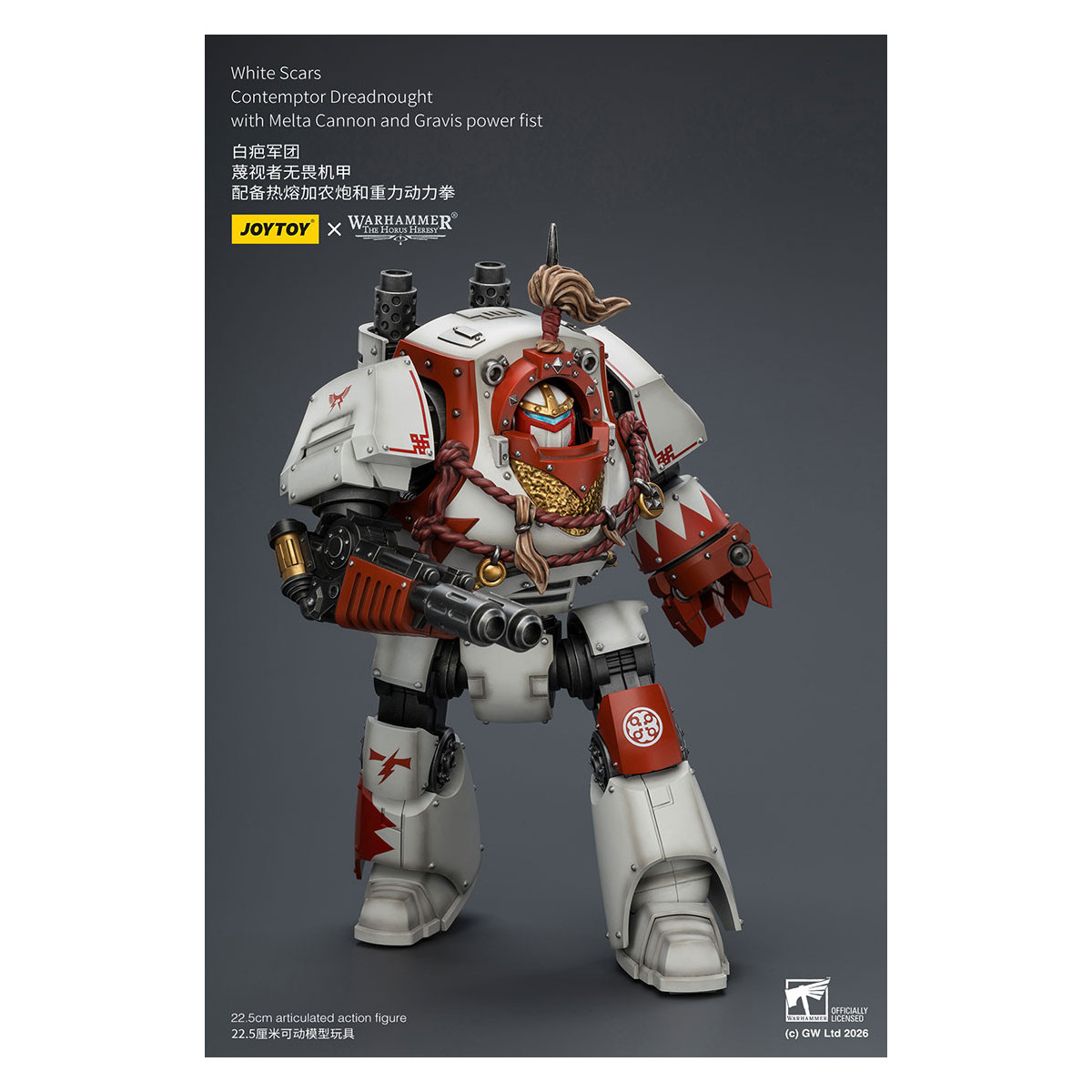 Joytoy - Warhammer - Cicatrices Blancas - Contemptor Dreadnought con Cañón Melta y puño de poder Gravis - La Herejía de Horus
