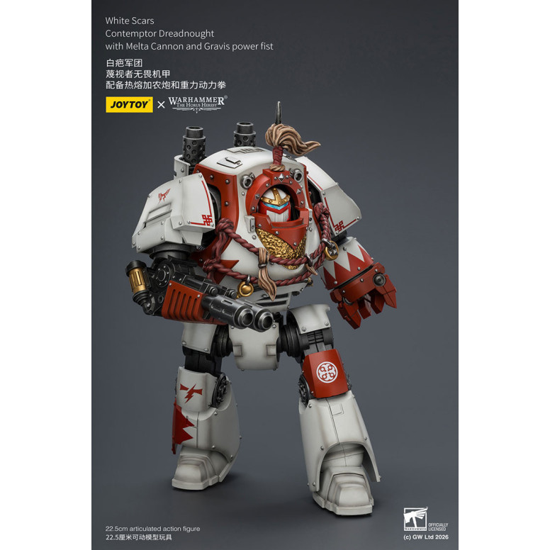 Joytoy - Warhammer - Cicatrices Blancas - Contemptor Dreadnought con Cañón Melta y puño de poder Gravis - La Herejía de Horus