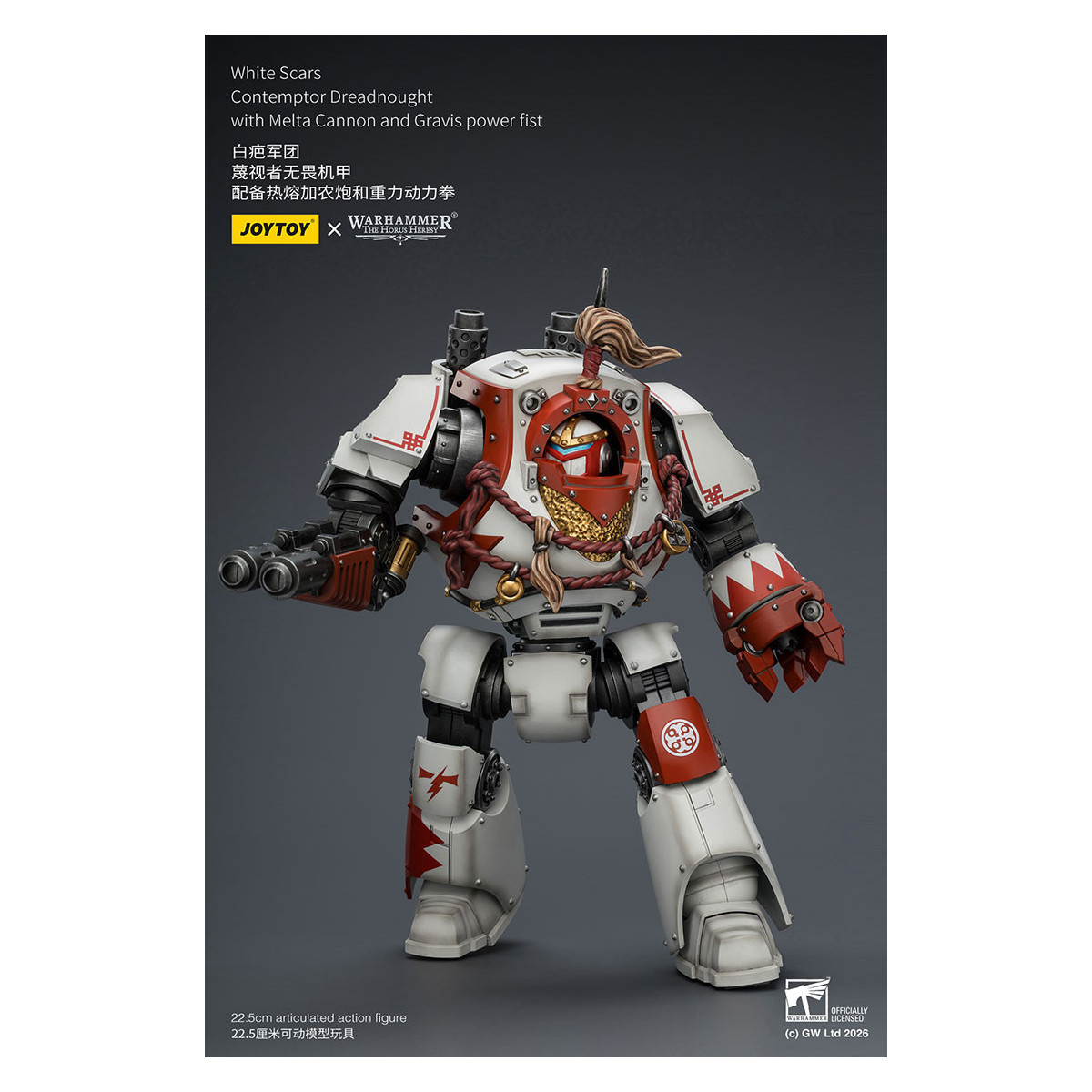 Joytoy - Warhammer - Cicatrices Blancas - Contemptor Dreadnought con Cañón Melta y puño de poder Gravis - La Herejía de Horus