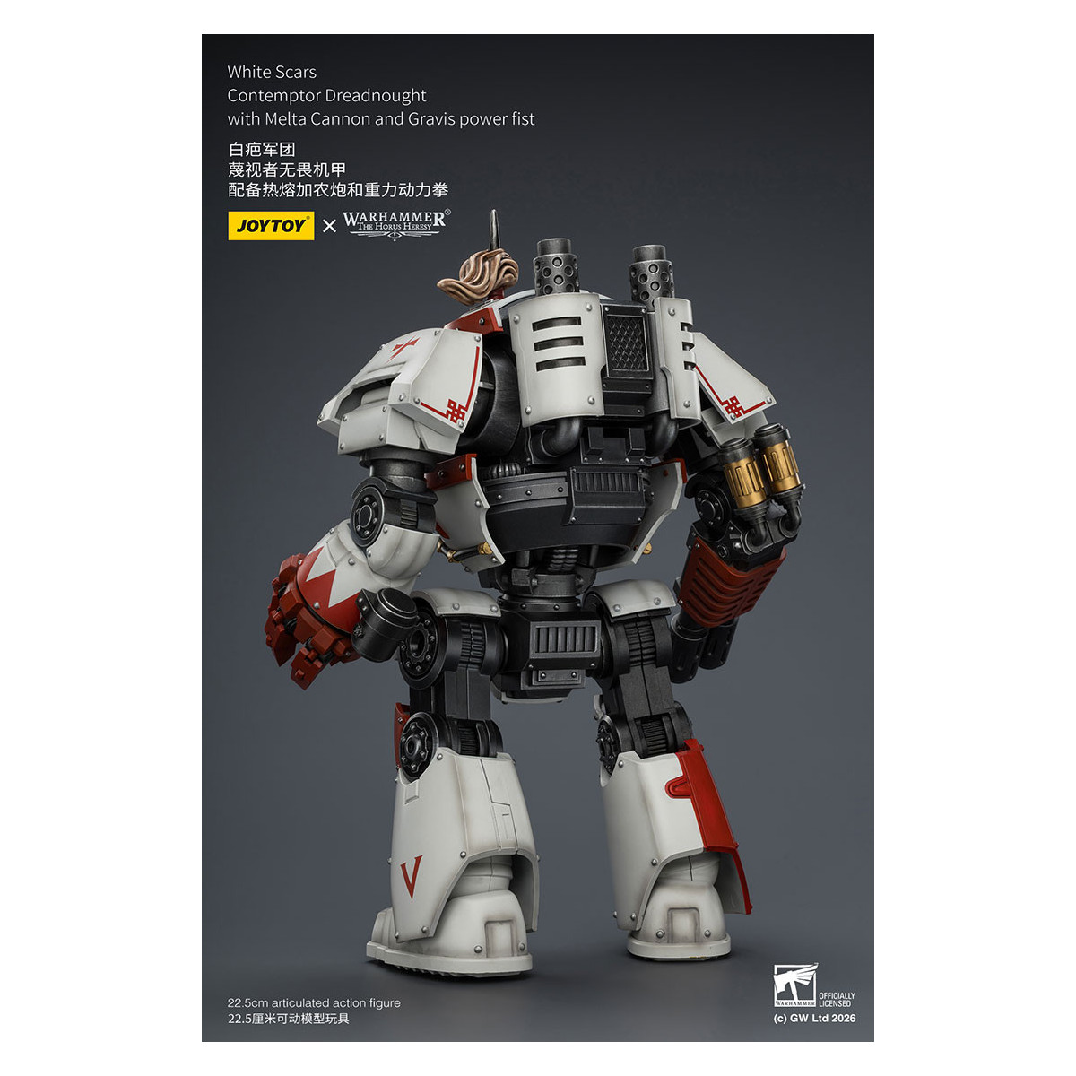 Joytoy - Warhammer - Cicatrices Blancas - Contemptor Dreadnought con Cañón Melta y puño de poder Gravis - La Herejía de Horus