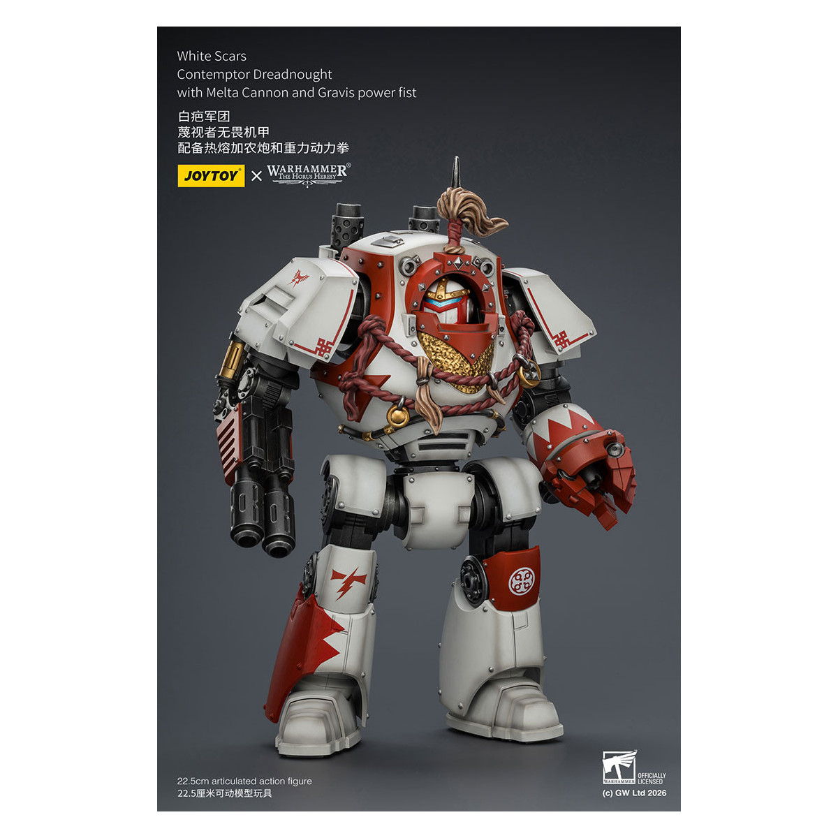 Joytoy - Warhammer - Cicatrices Blancas - Contemptor Dreadnought con Cañón Melta y puño de poder Gravis - La Herejía de Horus