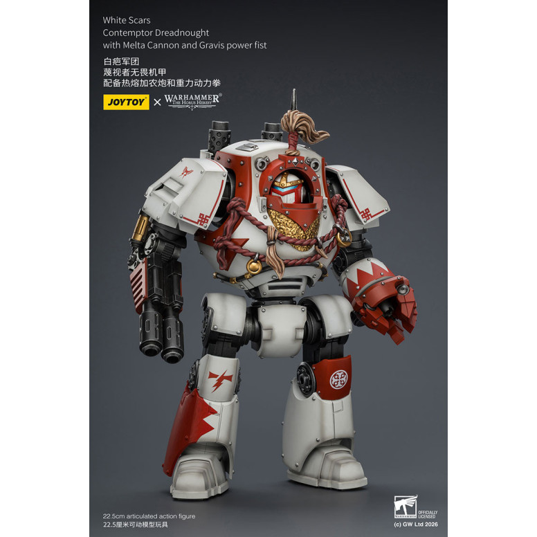 Joytoy - Warhammer - Cicatrices Blancas - Contemptor Dreadnought con Cañón Melta y puño de poder Gravis - La Herejía de Horus