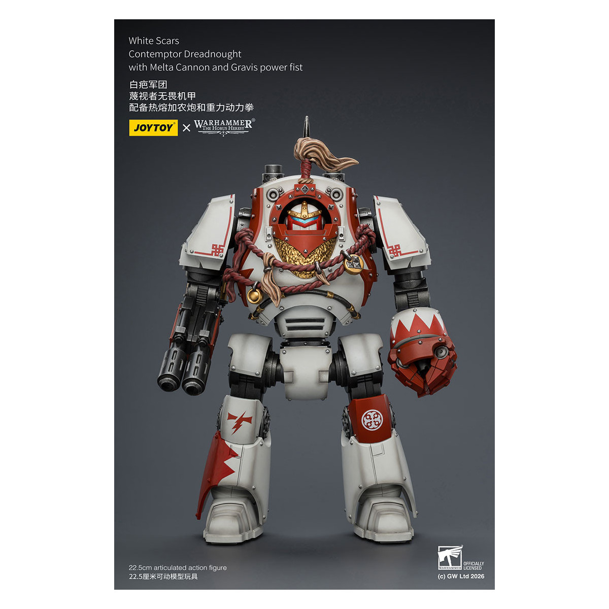 Joytoy - Warhammer - Cicatrices Blancas - Contemptor Dreadnought con Cañón Melta y puño de poder Gravis - La Herejía de Horus