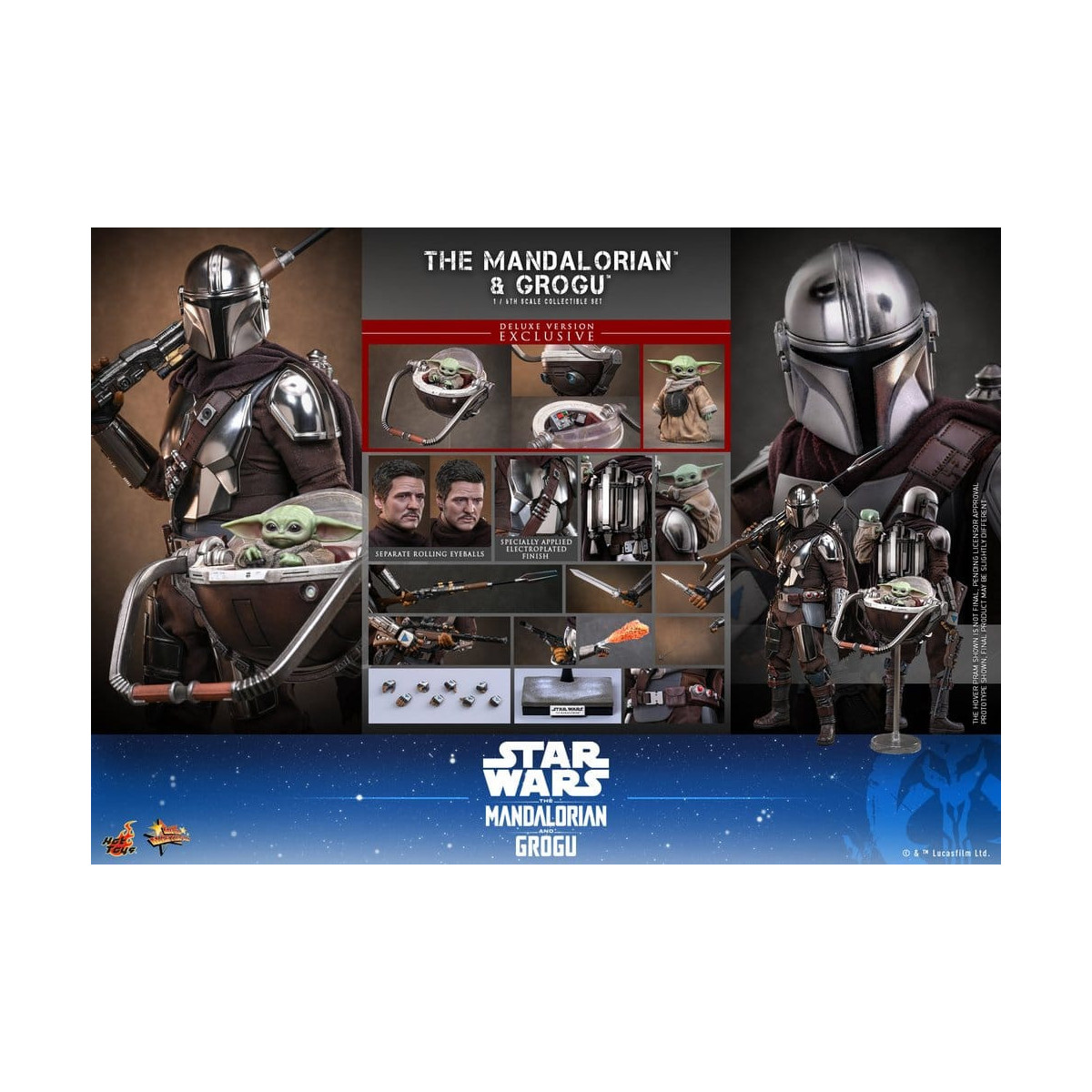Hot Toys Star Wars - El Mandaloriano y Grogu (Versión Deluxe) MMS 1/6 - Star Wars: El Mandaloriano y Grogu